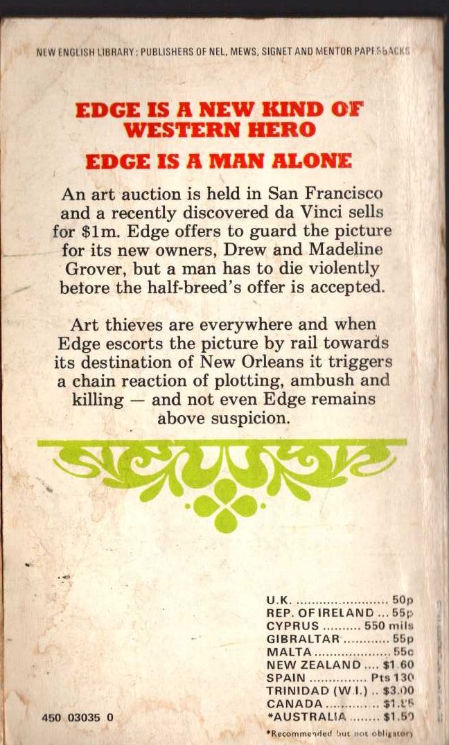 George G. Gilman  EDGE 22: SLAUGHTER ROAD magnified rear book cover image