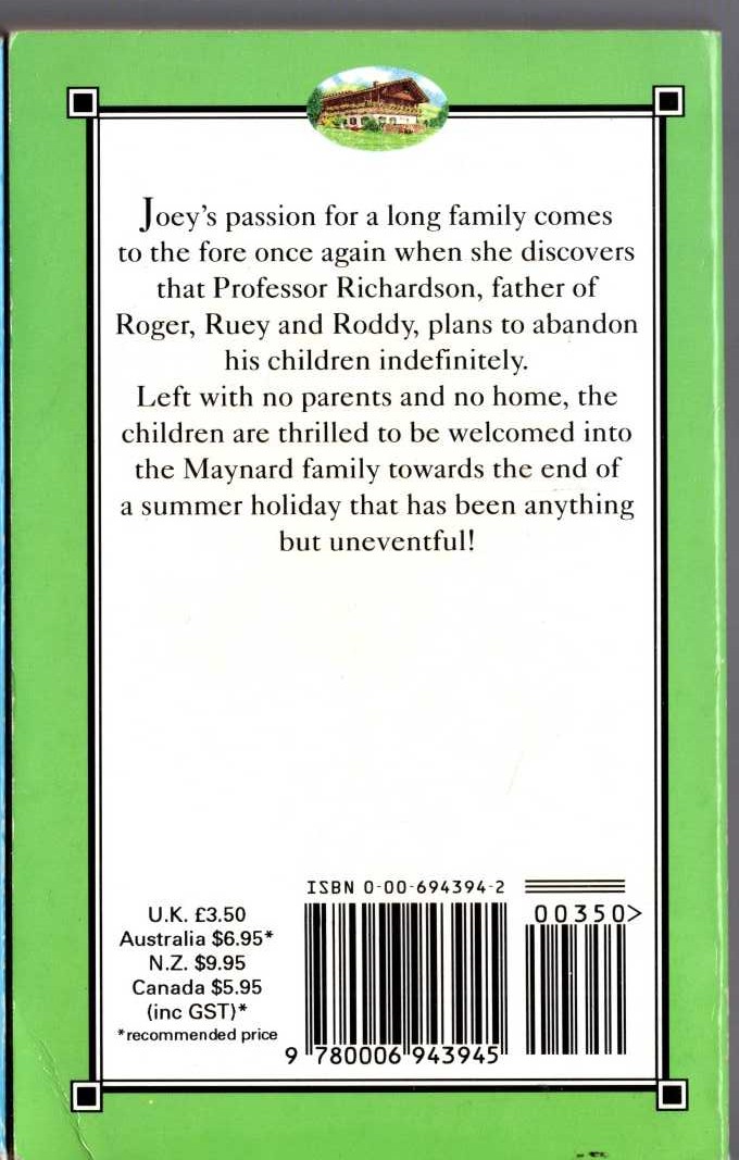 Elinor M. Brent-Dyer  JOEY AND CO. IN TIROL magnified rear book cover image