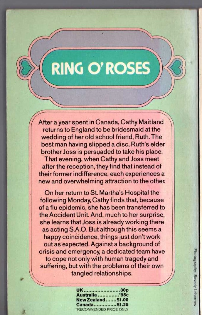 Lucilla Andrews  RING O' ROSES magnified rear book cover image