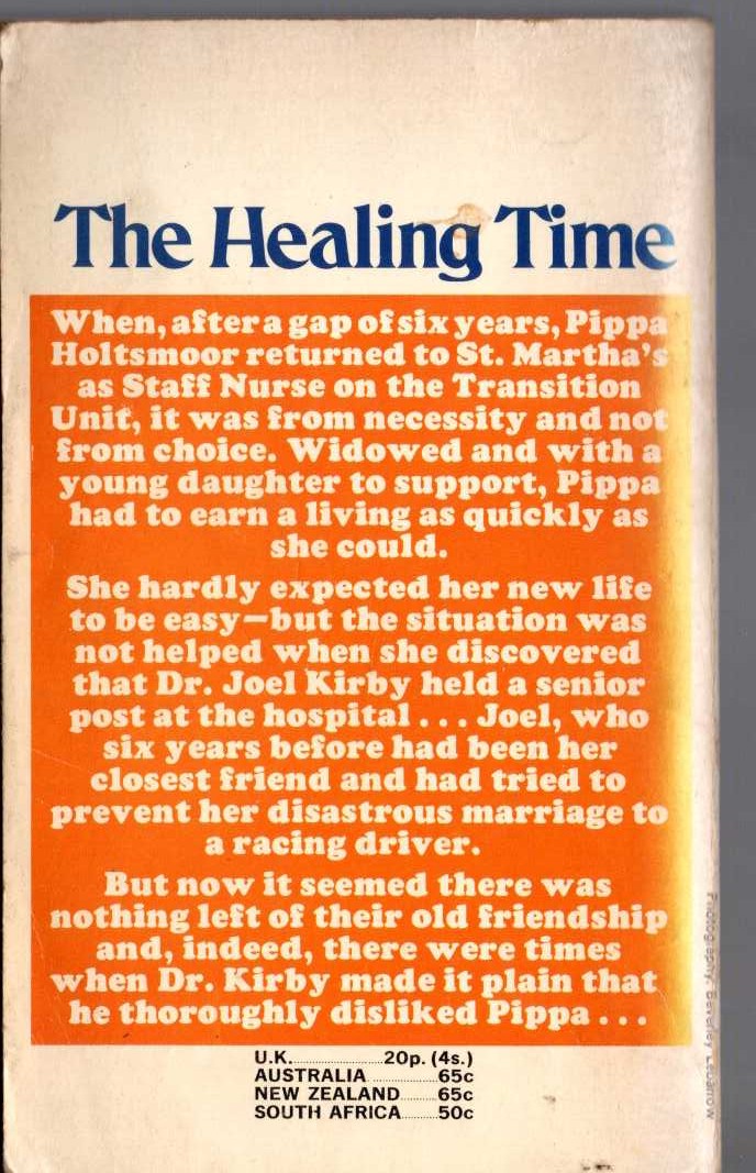 Lucilla Andrews  THE HEALING TIME magnified rear book cover image