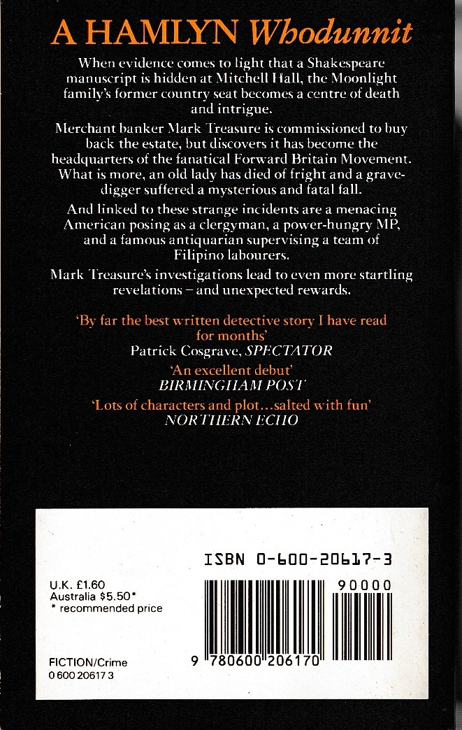 David Williams  UNHOLY WRIT magnified rear book cover image