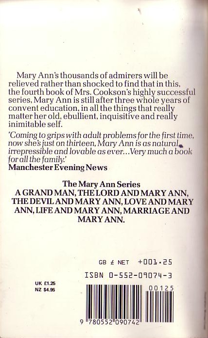Catherine Cookson  LOVE AND MARY ANN magnified rear book cover image