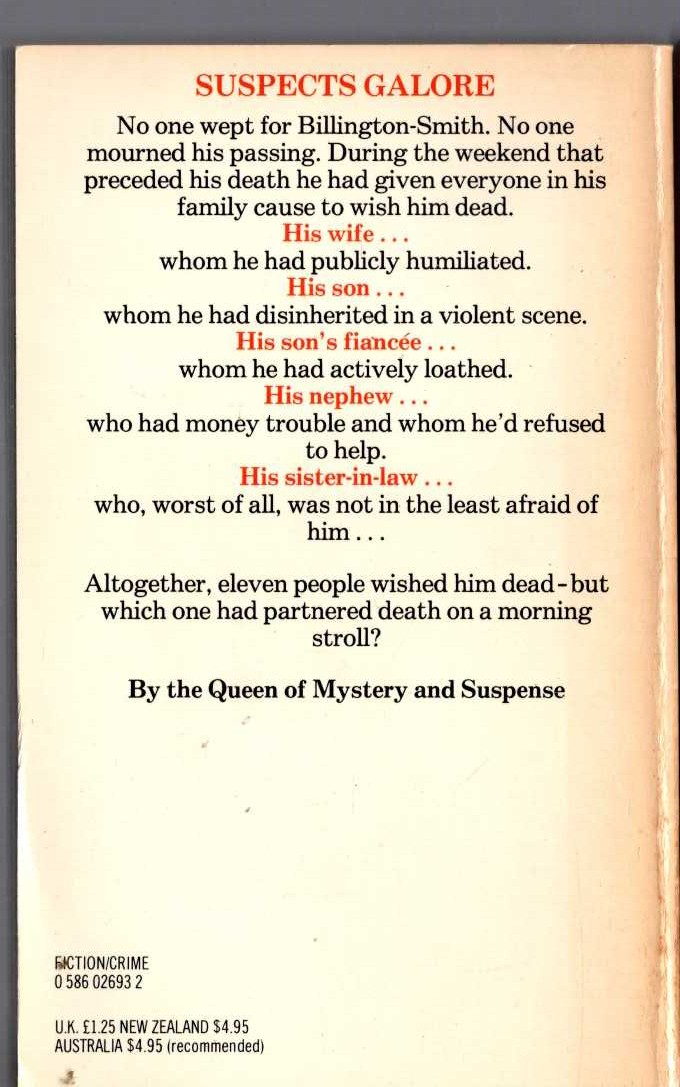 Georgette Heyer  THE UNFINISHED CLUE magnified rear book cover image