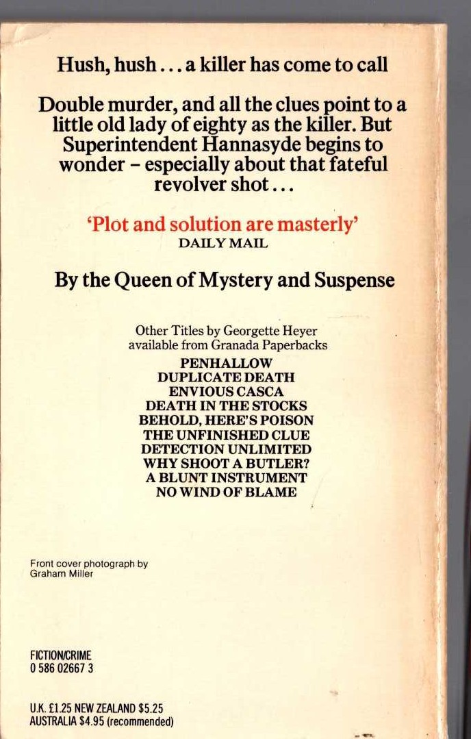 Georgette Heyer  THEY FOUND HIM DEAD magnified rear book cover image