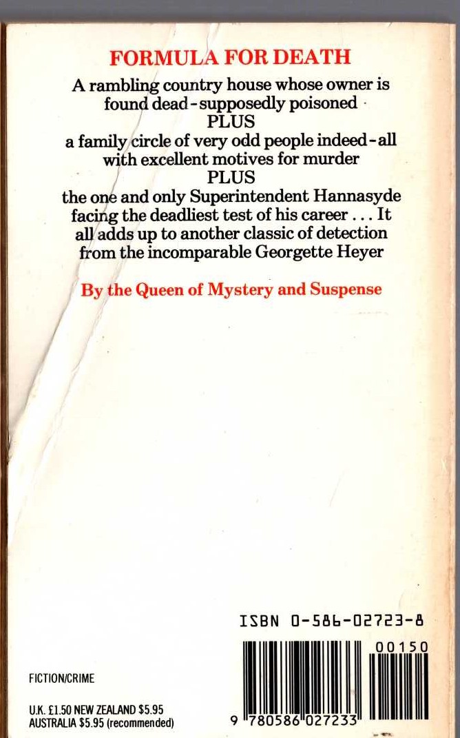 Georgette Heyer  BEHOLD, HERE'S POISON magnified rear book cover image