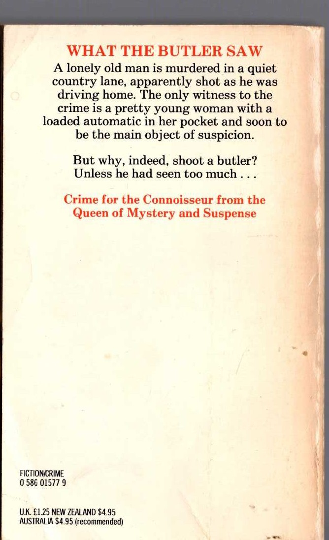Georgette Heyer  WHY SHOOT A BUTLER? magnified rear book cover image