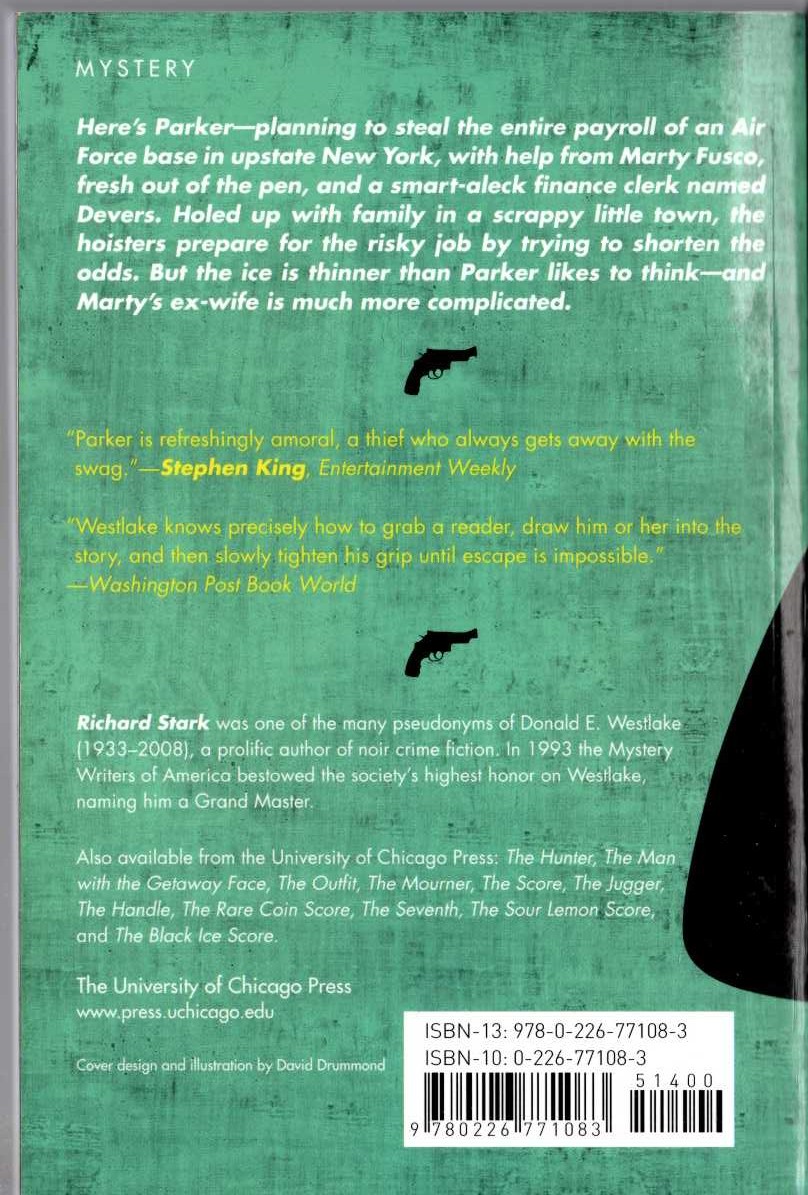 Richard Stark  THE GREEN EAGLE SCORE magnified rear book cover image