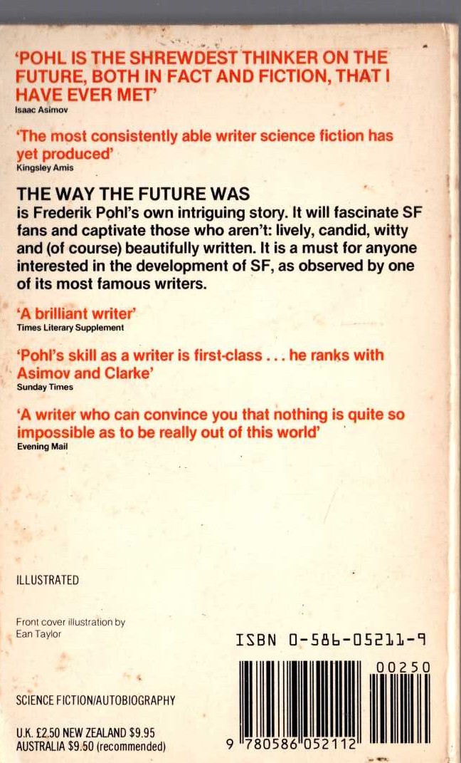 Frederik Pohl  THE WAY THE FUTURE WAS magnified rear book cover image