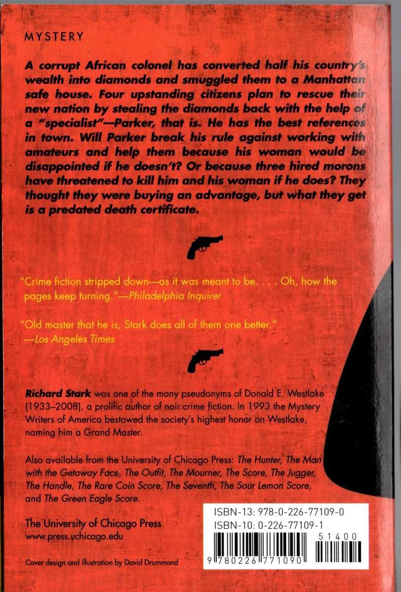 Richard Stark  THE BLACK ICE SCORE magnified rear book cover image