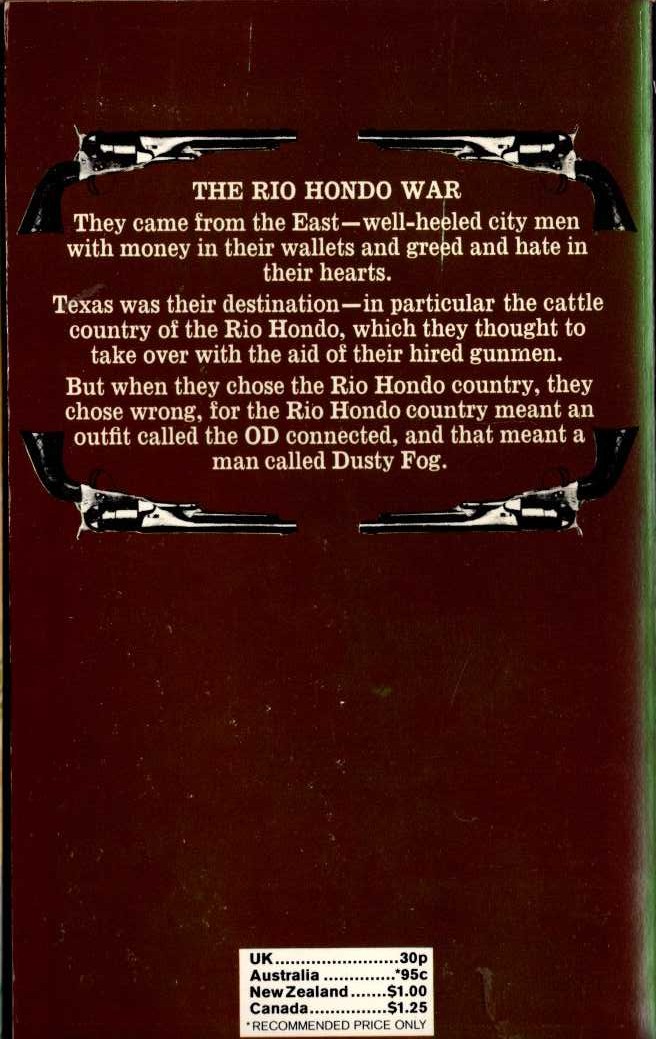 J.T. Edson  THE RIO HONDO WAR magnified rear book cover image