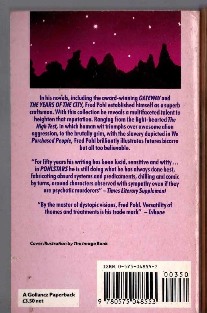 Frederik Pohl  POHLSTARS magnified rear book cover image