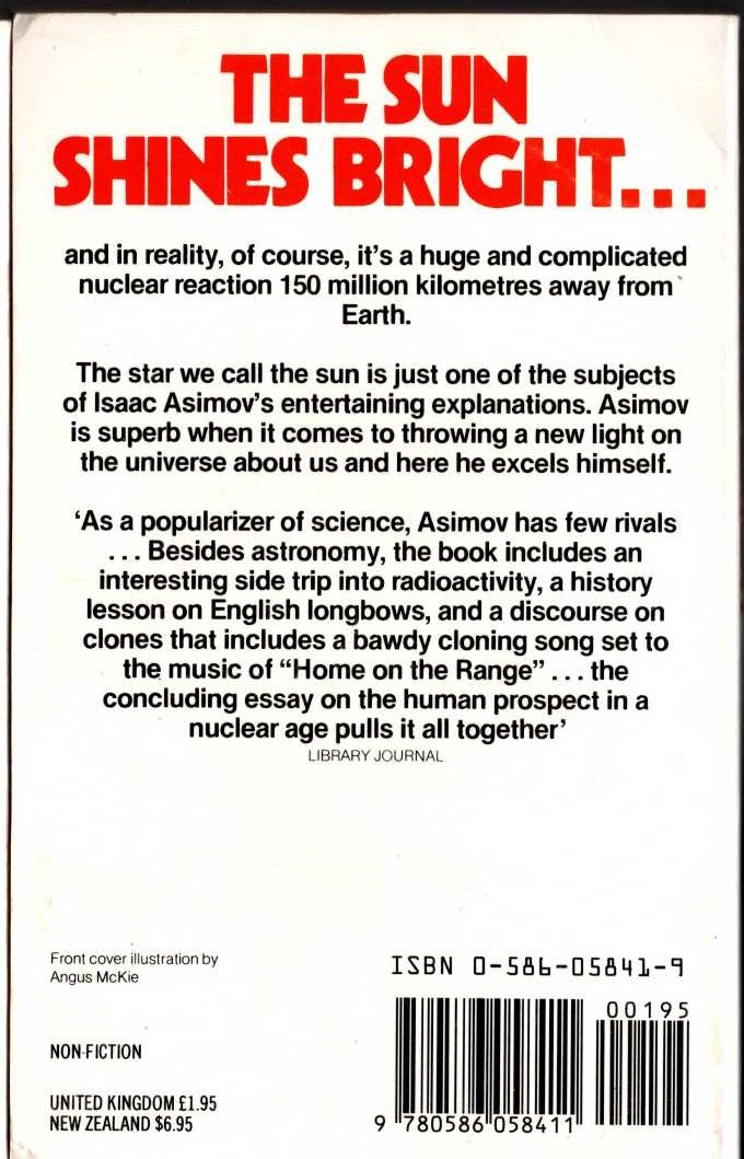 Isaac Asimov (Non-Fiction) THE SUN SHINES BRIGHT magnified rear book cover image