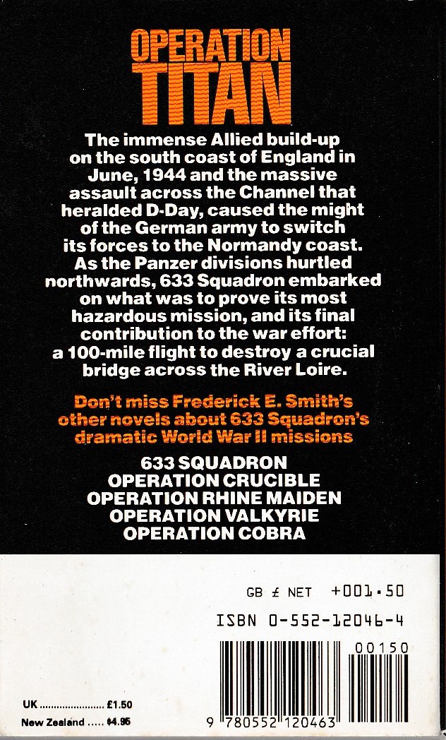 Frederick E. Smith  633 SQUADRON: OPERATION TITAN magnified rear book cover image