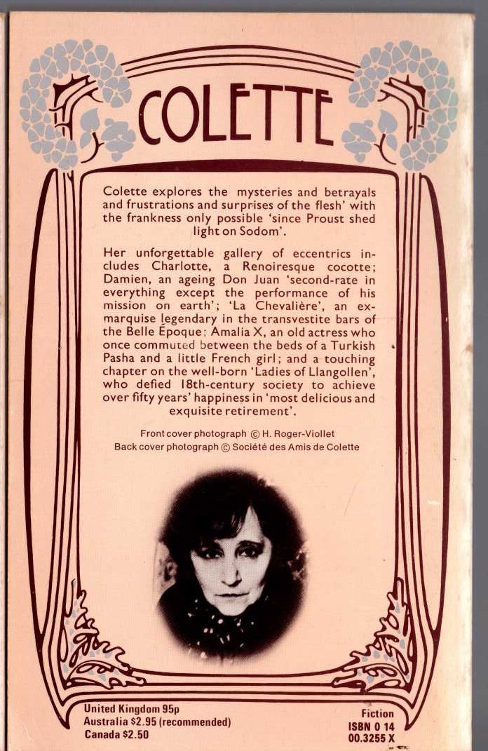 Colette   THE PURE AND THE IMPURE magnified rear book cover image