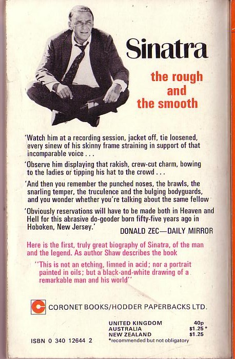 Arnold Shaw  SINATRA magnified rear book cover image
