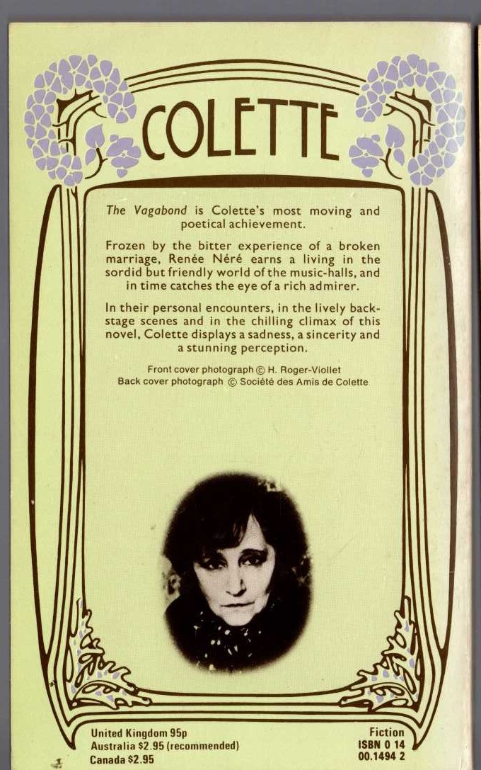 Colette   THE VAGABOND magnified rear book cover image