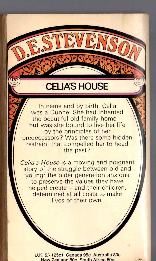 D.E. Stevenson  CELIA'S HOUSE magnified rear book cover image