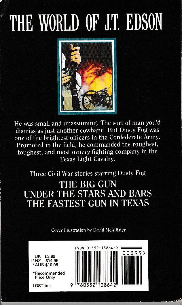 J.T. Edson  OMNIBUS Volume 10: THE BIG GUN/ UNDER THE STARS AND BARS/ THE FASTEST GUN IN TEXAS magnified rear book cover image
