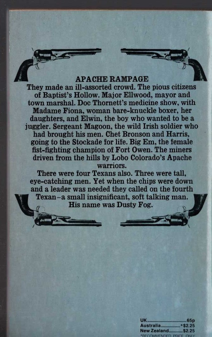 J.T. Edson  APACHE RAMPAGE magnified rear book cover image