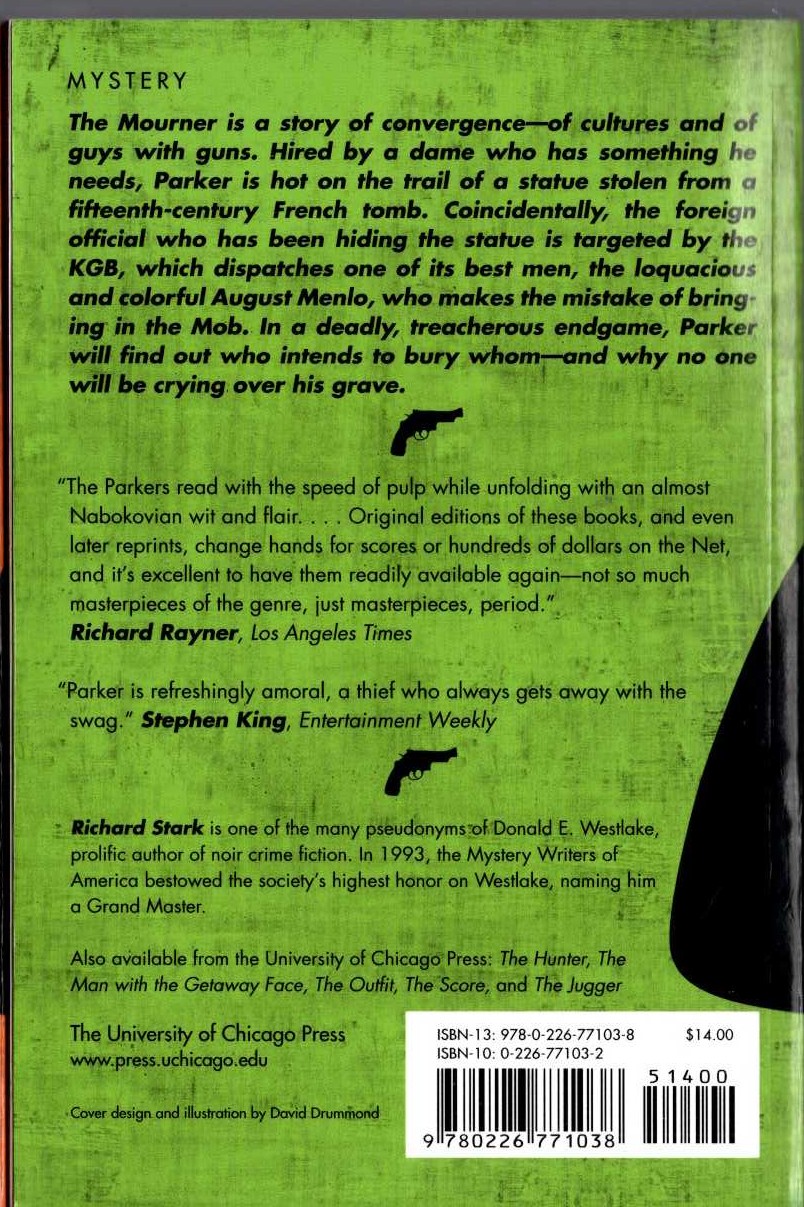 Richard Stark  THE MOURNER magnified rear book cover image