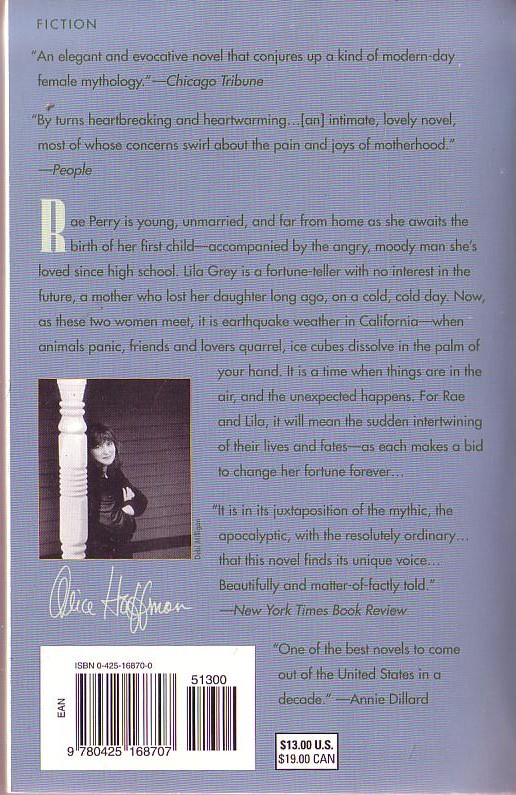 Alice Hoffman  FORTUNE'S DAUGHTER magnified rear book cover image