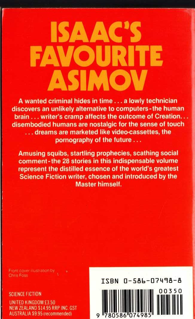 Isaac Asimov  THE BEST SCIENCE FICTION OF ISAAC ASIMOV magnified rear book cover image