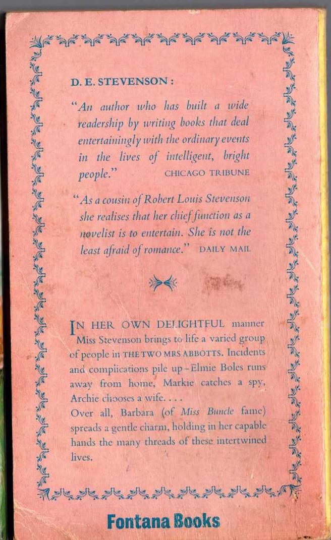 D.E. Stevenson  THE TWO MRS ABBOTTS magnified rear book cover image
