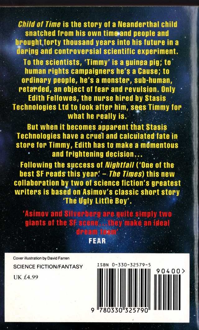 (Isaac Asimov & Robert Silverberg) CHILD OF TIME magnified rear book cover image