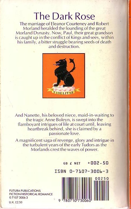 Cynthia Harrod-Eagles  THE DARK ROSE magnified rear book cover image