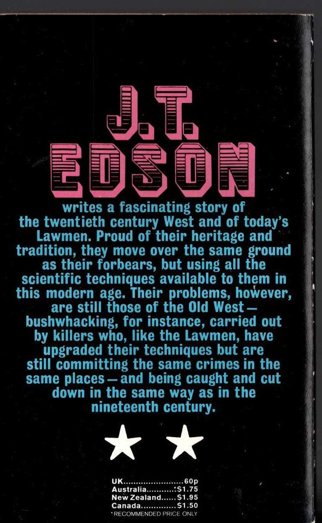 J.T. Edson  THE PROFESSIONAL KILLERS magnified rear book cover image