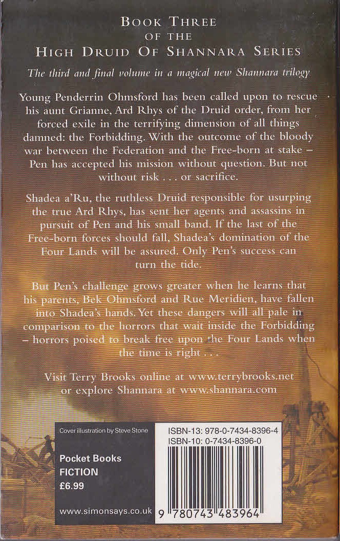 Terry Brooks  STRAKEN magnified rear book cover image