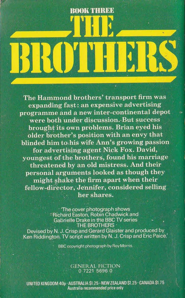 Lee Mackenzie  THE BROTHERS: BOOK THREE (BBC TV) magnified rear book cover image