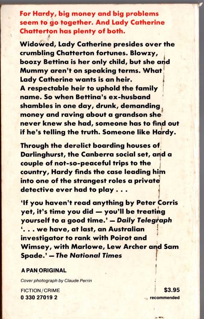 Peter Corris  THE MARVELLOUS BOY magnified rear book cover image