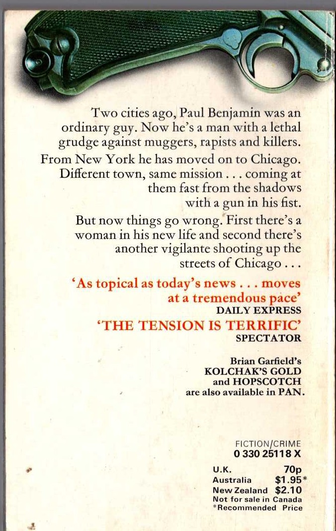 Brian Garfield  DEATH SENTENCE magnified rear book cover image