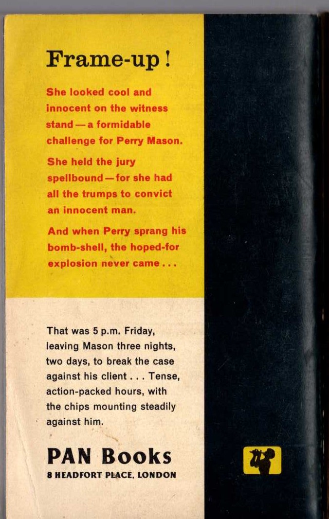 Erle Stanley Gardner  THE CASE OF THE HESITANT HOSTESS magnified rear book cover image