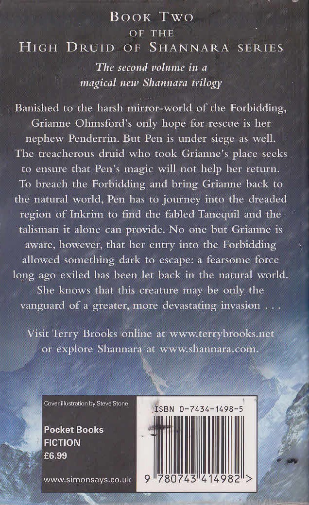 Terry Brooks  TANEQUIL magnified rear book cover image