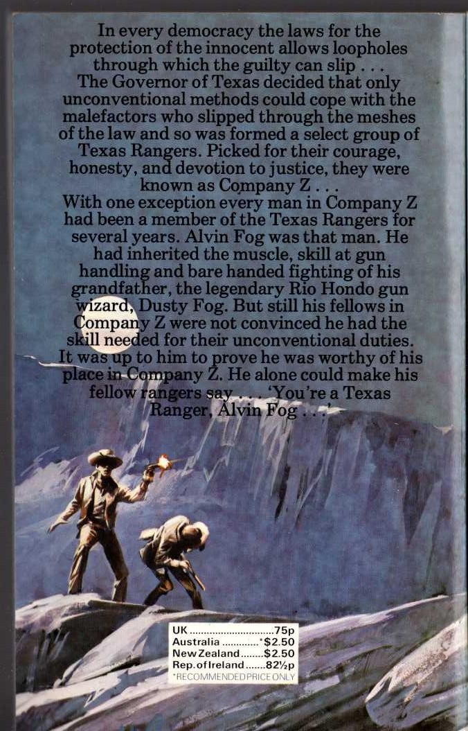 J.T. Edson  YOU'RE A TEXAS RANGER, ALVIN FOG magnified rear book cover image