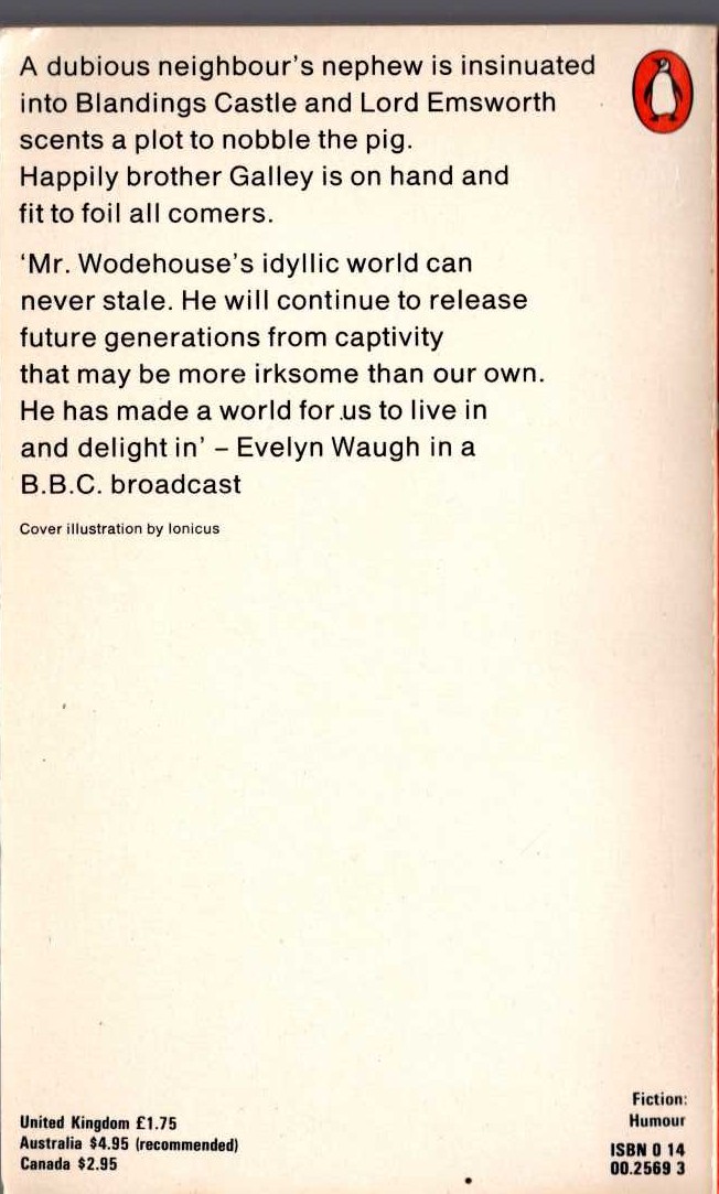 P.G. Wodehouse  HEAVY WEATHER magnified rear book cover image