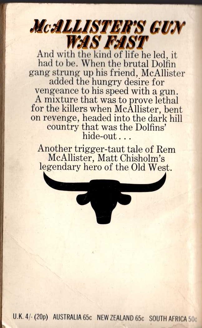Matt Chisholm  HELL FOR McALLISTER magnified rear book cover image