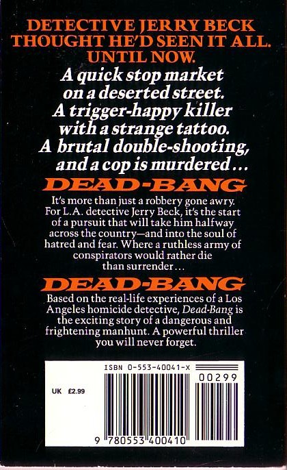 Ed Naha  DEAD-BANG (Don Johnson) magnified rear book cover image