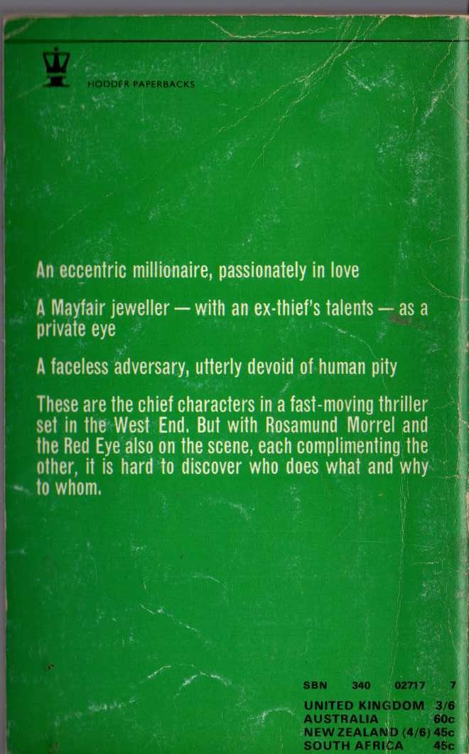Anthony Morton  RED EYE FOR THE BARON magnified rear book cover image
