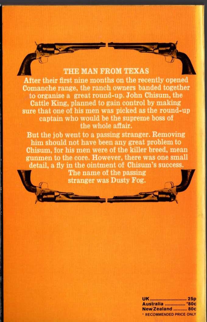 J.T. Edson  THE MAN FROM TEXAS magnified rear book cover image