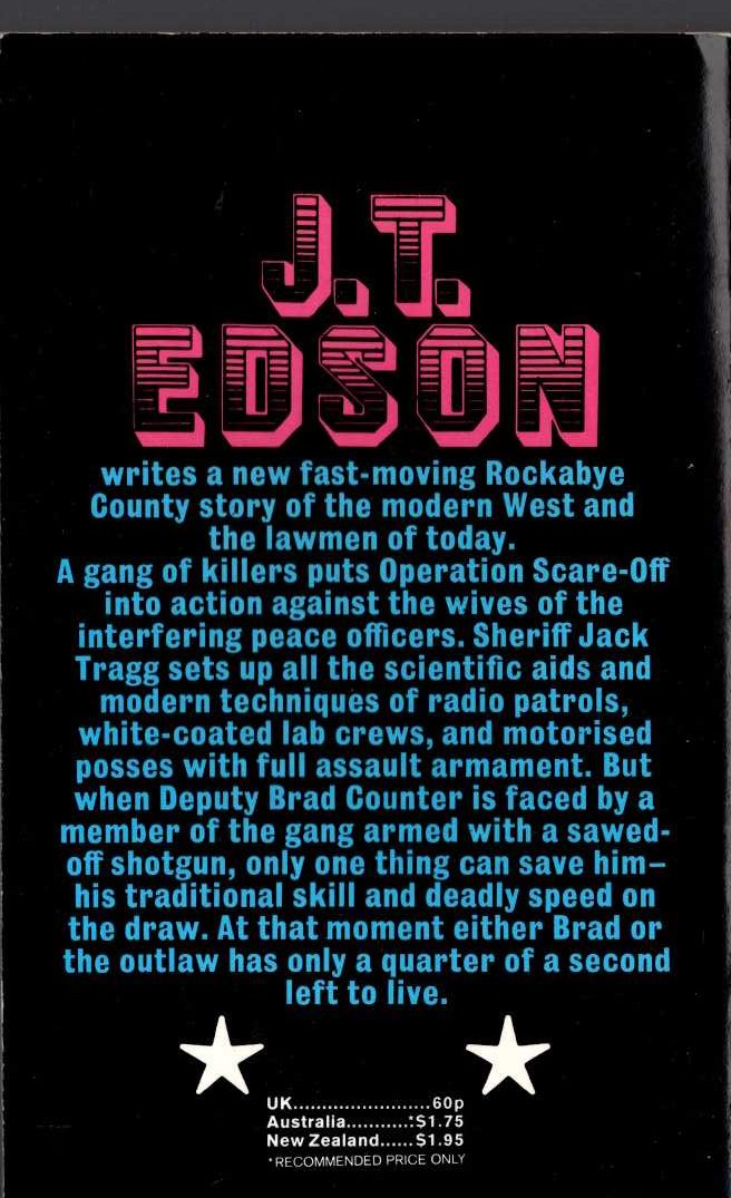 J.T. Edson  THE 1/4 SECOND DRAW magnified rear book cover image