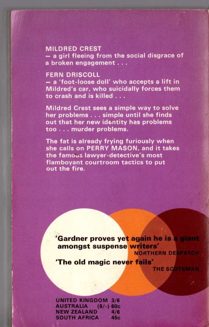 Erle Stanley Gardner  THE CASE OF THE FOOT-LOOSE DOLL magnified rear book cover image