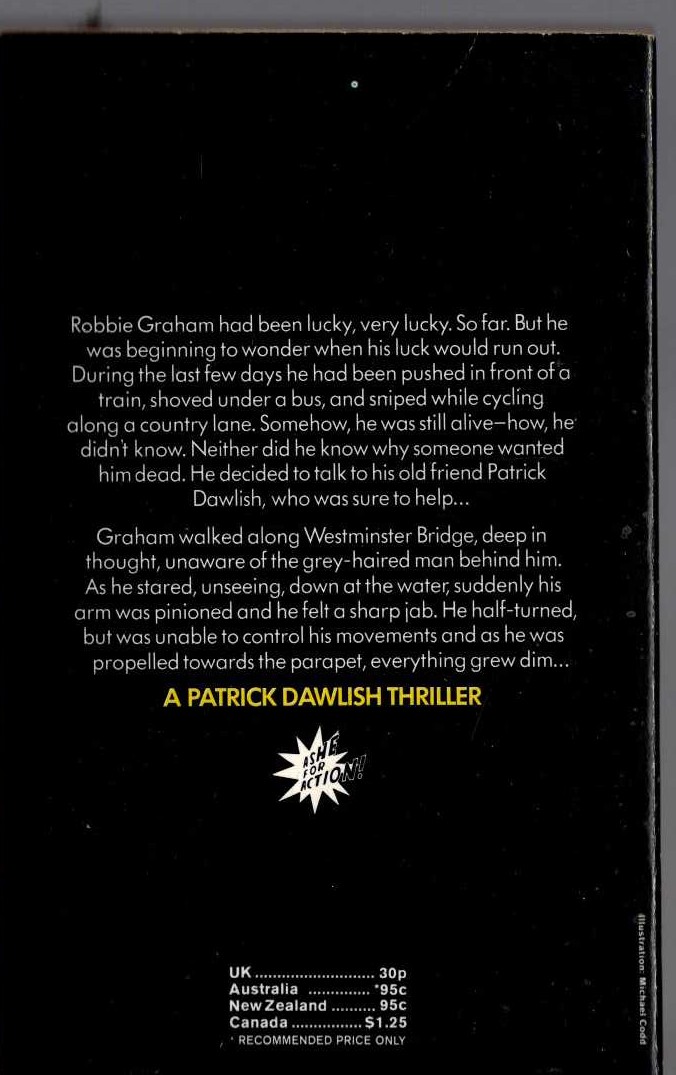 Gordon Ashe  THERE GOES DEATH magnified rear book cover image