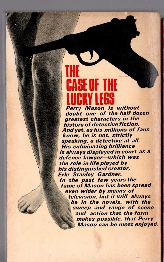 Erle Stanley Gardner  THE CASE OF THE LUCKY LEGS magnified rear book cover image