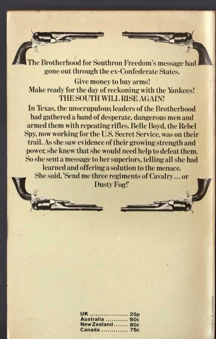 J.T. Edson  THE SOUTH WILL RISE AGAIN magnified rear book cover image