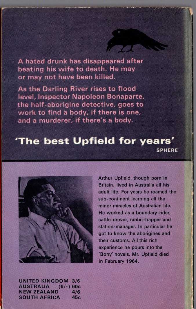 Arthur Upfield  MADMAN'S BEND magnified rear book cover image