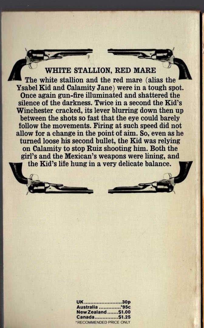 J.T. Edson  WHITE STALLION, RED MARE magnified rear book cover image