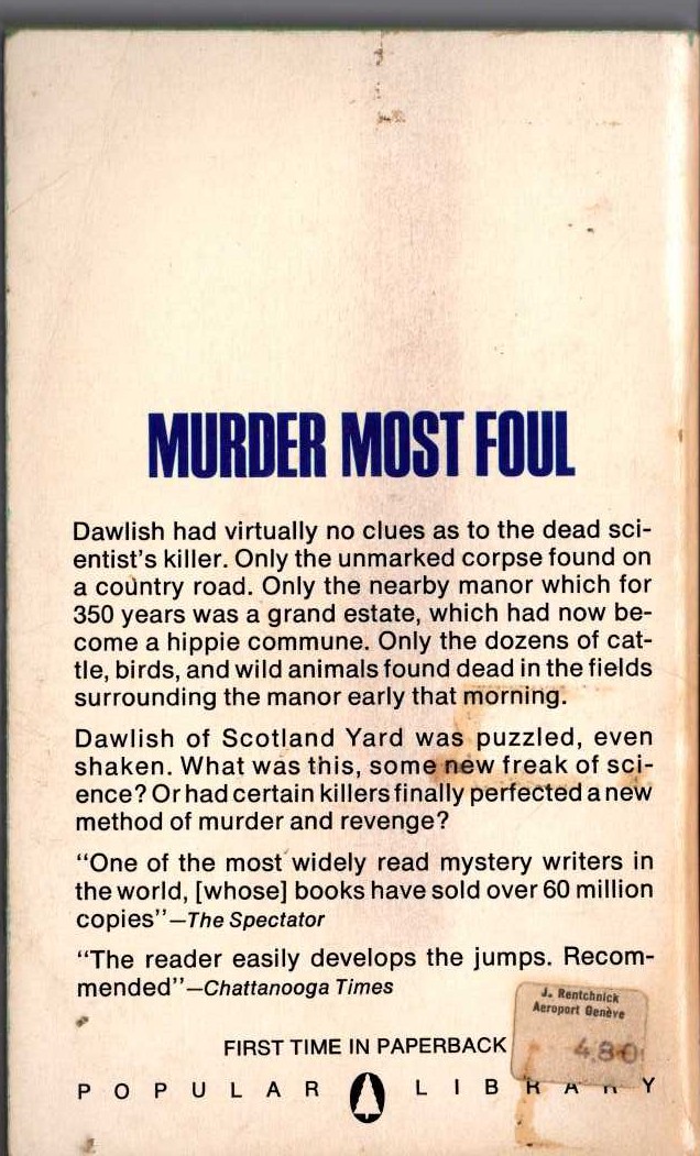 Gordon Ashe  A SCREAM OF MURDER magnified rear book cover image